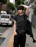 Dadd Daily Color Matching Roll-Up Short Sleeve Tee *Semi Crop