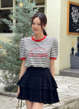 Leivit Stripe Color Matching Puff T-shirt