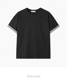 Dadd Daily Color Matching Roll-Up Short Sleeve Tee *Semi Crop