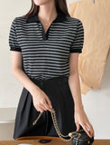 Celia Linen Stripe Collar Knit