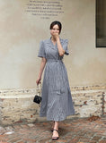 Baguette Collar Check Double Long One Piece (Belt Set)