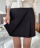 Dews Unbalance Pleats Wrap Skirt Pants