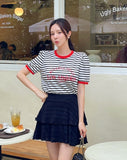 Leivit Stripe Color Matching Puff T-shirt