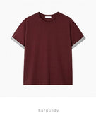 Dadd Daily Color Matching Roll-Up Short Sleeve Tee *Semi Crop