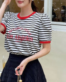 Leivit Stripe Color Matching Puff T-shirt
