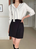 Dews Unbalance Pleats Wrap Skirt Pants