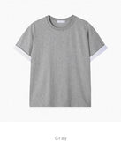 Dadd Daily Color Matching Roll-Up Short Sleeve Tee *Semi Crop