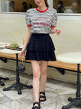Leivit Stripe Color Matching Puff T-shirt