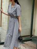 Baguette Collar Check Double Long One Piece (Belt Set)