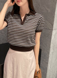 Celia Linen Stripe Collar Knit
