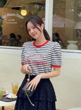 Leivit Stripe Color Matching Puff T-shirt
