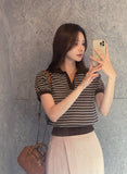 Celia Linen Stripe Collar Knit