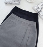 Dews Unbalance Pleats Wrap Skirt Pants
