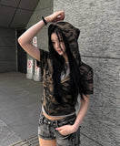 Camo Slender Crop Hoodie