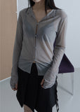 WRINKLE MESH CARDIGAN
