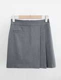 Dews Unbalance Pleats Wrap Skirt Pants