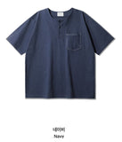 Jean Henley Neck Short Sleeve T-shirt