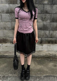 Satin Archive Lace Midi Skirt