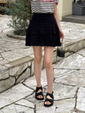 Jenny Punching Tiered Banding Mini Skirt Pants