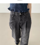 Pintuck Wide Denim Pants