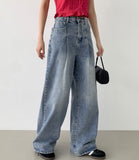 Pintuck Wide Denim Pants
