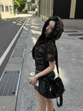 Camo Slender Crop Hoodie
