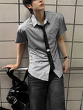 [ Tie Set ] Silk Stripe Classic Short Sleeve Shirt