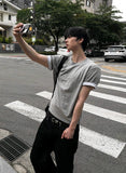 Dadd Daily Color Matching Roll-Up Short Sleeve Tee *Semi Crop