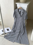 Baguette Collar Check Double Long One Piece (Belt Set)