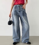 Pintuck Wide Denim Pants
