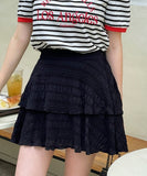 Jenny Punching Tiered Banding Mini Skirt Pants