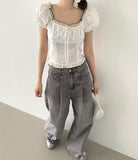 Pintuck Wide Denim Pants
