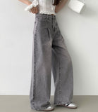 Pintuck Wide Denim Pants