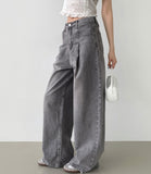 Pintuck Wide Denim Pants