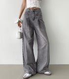 Pintuck Wide Denim Pants