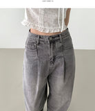 Pintuck Wide Denim Pants