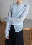 WRINKLE MESH CARDIGAN