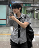 [ Tie Set ] Silk Stripe Classic Short Sleeve Shirt