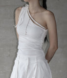 Lope One Shoulder Unbalance Strap Tee