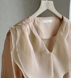 Betis Double Frill See-Through Blouse