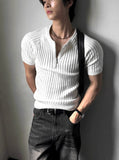 Off Knit Muscle Raglan Half Zip-Up Short Sleeves