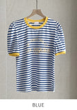 Leivit Stripe Color Matching Puff T-shirt