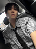 [ Tie Set ] Silk Stripe Classic Short Sleeve Shirt