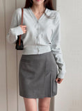 Dews Unbalance Pleats Wrap Skirt Pants