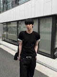 Dadd Daily Color Matching Roll-Up Short Sleeve Tee *Semi Crop