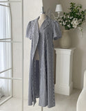 Baguette Collar Check Double Long One Piece (Belt Set)