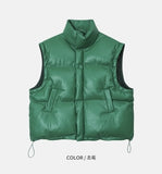 (UNISEX) Opt Shoulder Leather Vest Padded Jacket