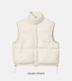 (UNISEX) Opt Shoulder Leather Vest Padded Jacket