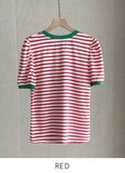 Leivit Stripe Color Matching Puff T-shirt