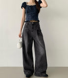 [Scrunchie Set] Dot Color Matching Lace Dot Pattern Puff Short Sleeve Blouse
